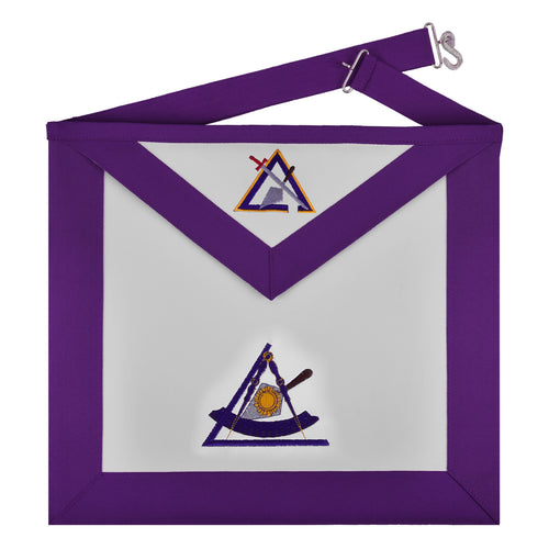 Riaz Impex Masonic Aprons Synthetic Past Illustrious Master Council Apron – Purple Ribbon Machine Embroidery