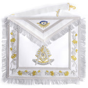 Past Master Blue Lodge Apron – Embroidery Bullion With Rayon Fringe