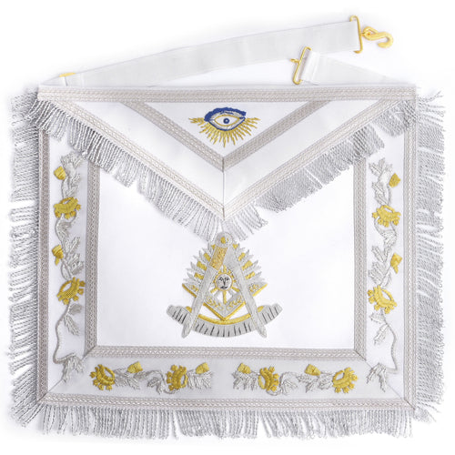 Riaz Impex Masonic Aprons Synthetic Past Master Blue Lodge Apron – Embroidery Bullion With Rayon Fringe