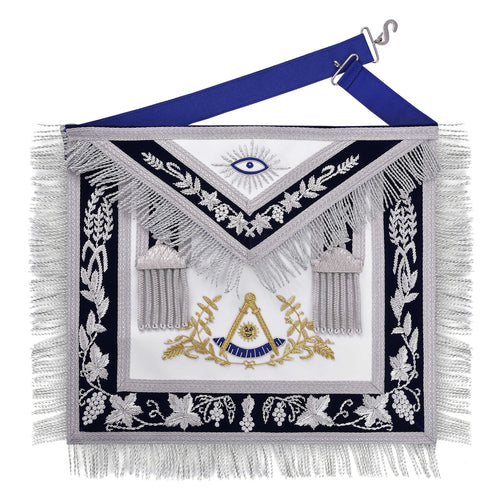 Riaz Impex Masonic Aprons Synthetic Past Master Blue Lodge Apron – Gold Bullion Emblem