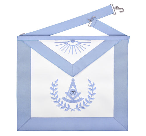 Riaz Impex Masonic Aprons Synthetic Past Master Blue Lodge Apron – Light Blue Grosgrain Ribbon With Wreath