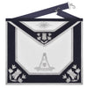 Past Master Blue Lodge Apron – Navy Velvet Borders & Silver Bullion Hand Embroidery