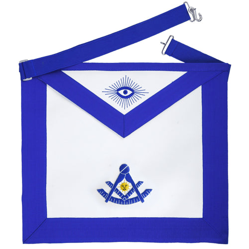 Riaz Impex Masonic Aprons Synthetic Past Master Blue Lodge Apron – Royal Blue with Gold Sun