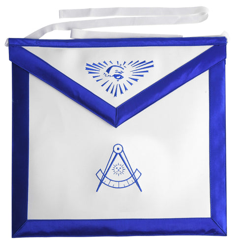 Riaz Impex Masonic Aprons Synthetic Past Master Blue Lodge Apron – White Tape Ties