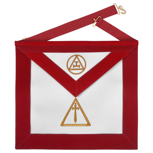 Riaz Impex Masonic Aprons Synthetic Royal Arch Chapter Apron – Red Velvet With Triple Tau