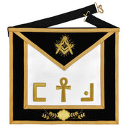 Scottish Rite Apron – Ankh Cross Hand Embroidery Gold Bullion With Black Velvet