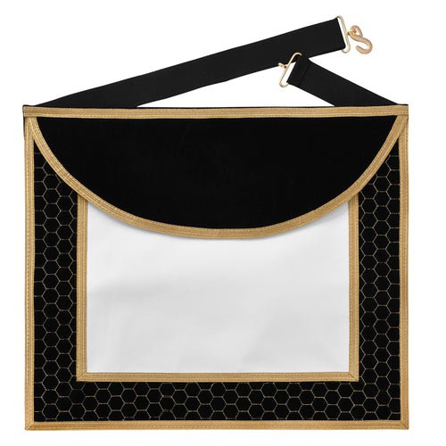 Riaz Impex Masonic Aprons Synthetic Scottish Rite Apron – Black Velvet With Gold Machine Embroidery