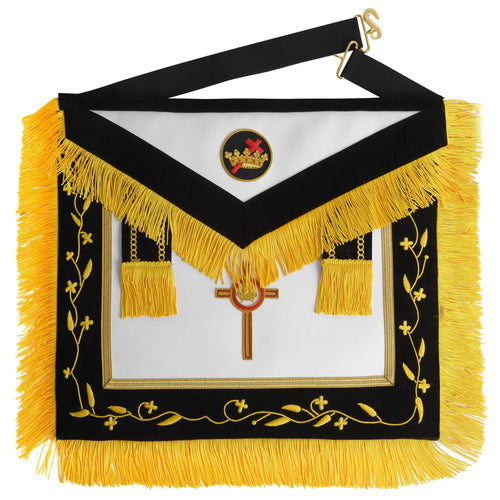 Riaz Impex Masonic Aprons Synthetic / Without Tassels Past Commander Knights Templar Apron – Black With Gold Fringe