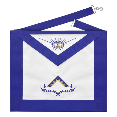 Riaz Impex Masonic Aprons Synthetic Worshipful Master Blue Lodge Officer Apron – Machine Embroidered Square with Laurel