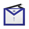 Tyler Blue Lodge Officer Apron – Machine Embroidery With Black Waist Belt