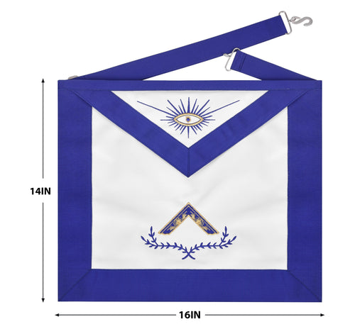 Riaz Impex Masonic Aprons Worshipful Master Blue Lodge Officer Apron – Machine Embroidered Square with Laurel