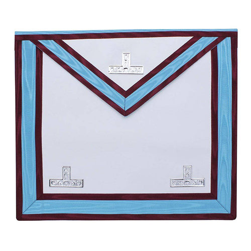 Riaz Impex Masonic Aprons Worshipful Master Mark Apron – Sky Blue & Maroon Moire