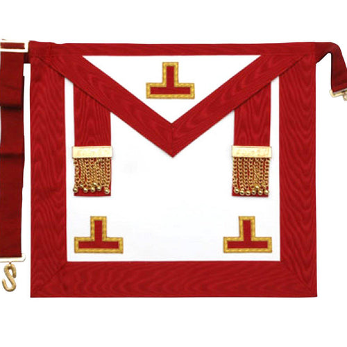 Riaz Impex Masonic Aprons Worshipful Master Scottish Rite Apron – Red Moire with Side Tabs