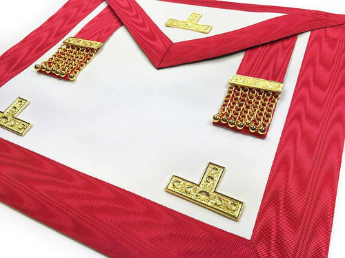 Riaz Impex Masonic Aprons Worshipful Master Scottish Rite Apron – White & Red Moire