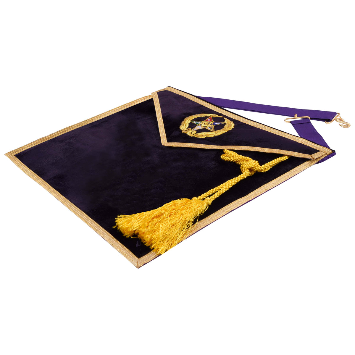 Riaz Impex Masonic Aprons Worthy Patron OES Apron – Purple Velvet Hand Embroidery With Laurel Wreath