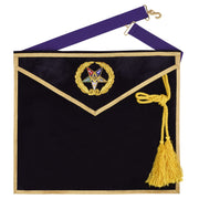 Worthy Patron OES Apron – Purple Velvet Hand Embroidery With Laurel Wreath