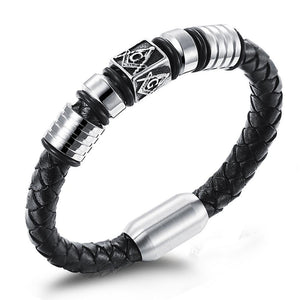 Riaz Impex Masonic Bracelets Master Mason Braided Leather Bracelet – Magnetic Clasp