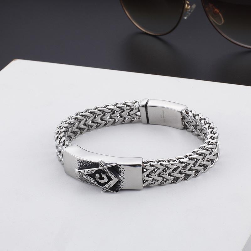 Riaz Impex Masonic Bracelets Master Mason Interlaced Stainless Steel Bracelet