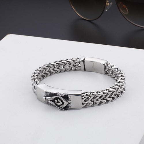 Riaz Impex Masonic Bracelets Master Mason Interlaced Stainless Steel Bracelet