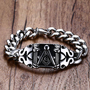 Riaz Impex Masonic Bracelets Master Mason Stainless Steel Biker Bracelet