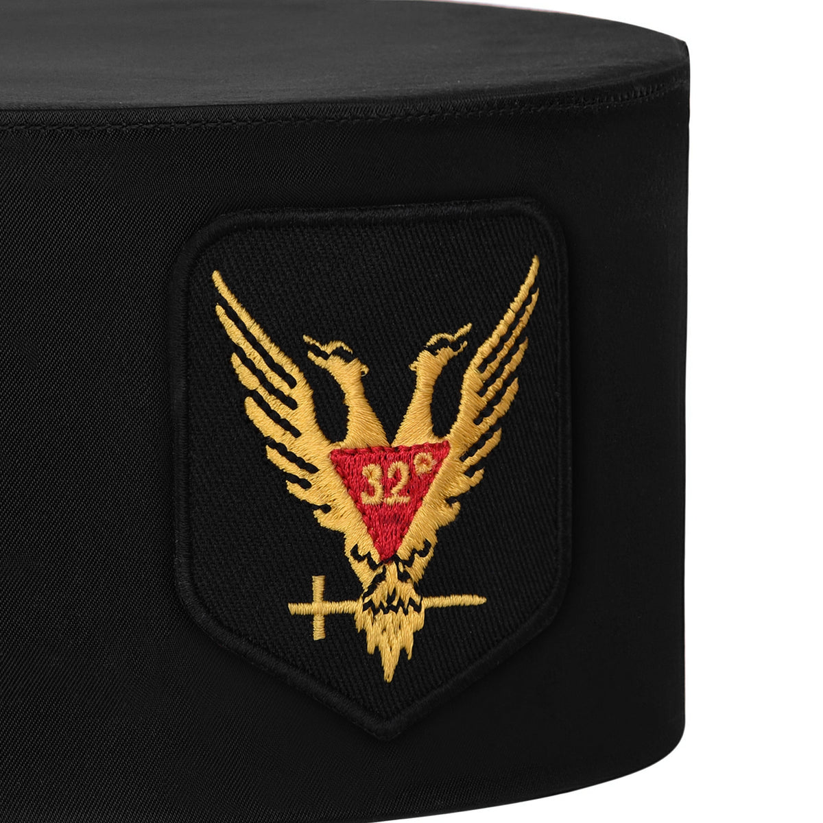 Riaz Impex Masonic Caps & Hats 32nd Degree Scottish Rite Crown Cap – Black Rayon With Wings Up Red & Gold