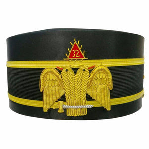 Riaz Impex Masonic Caps & Hats 32nd Degree Scottish Rite Crown Cap – Black with Hand Embroidery Bullion