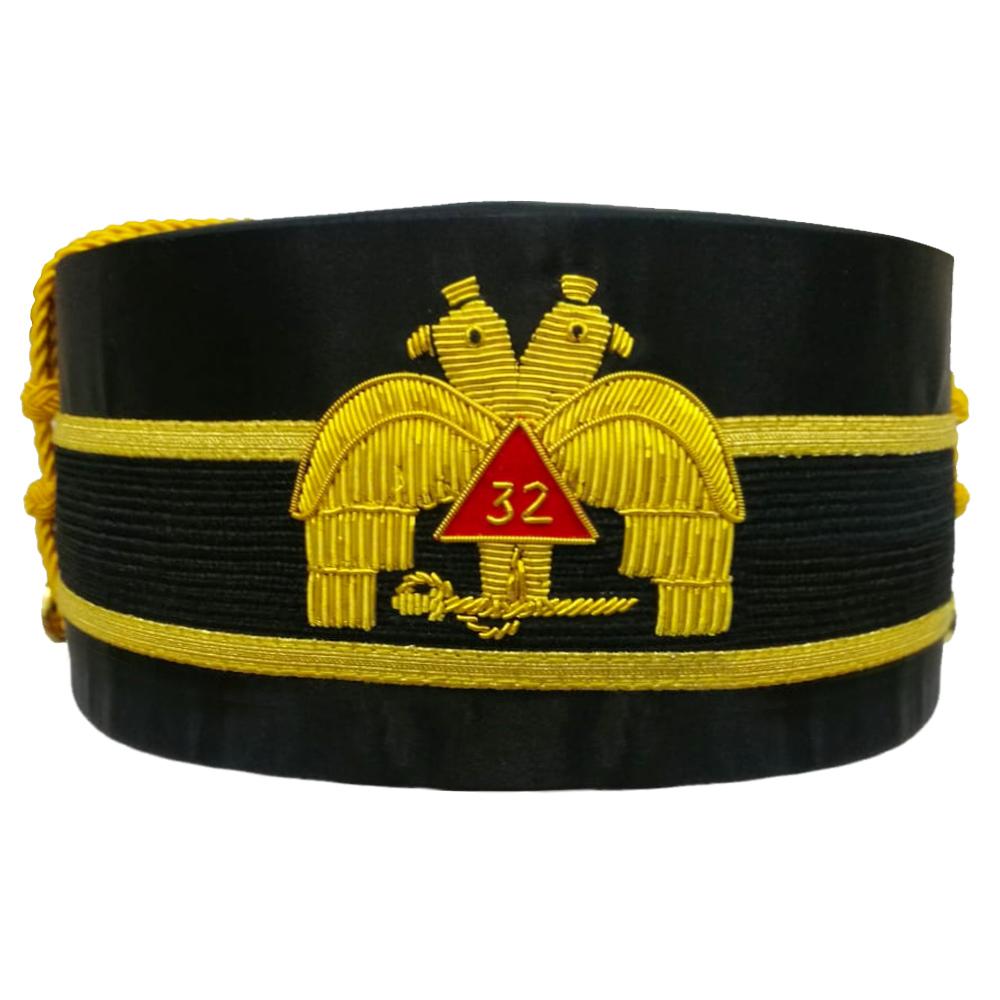 Riaz Impex Masonic Caps & Hats 32nd Degree Scottish Rite Crown Cap – Hand Embroidered Double-Eagle