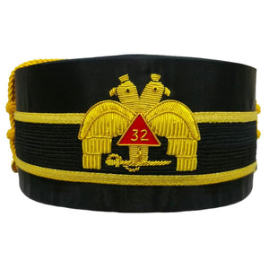 Riaz Impex Masonic Caps & Hats 32nd Degree Scottish Rite Crown Cap – Hand Embroidered Double-Eagle