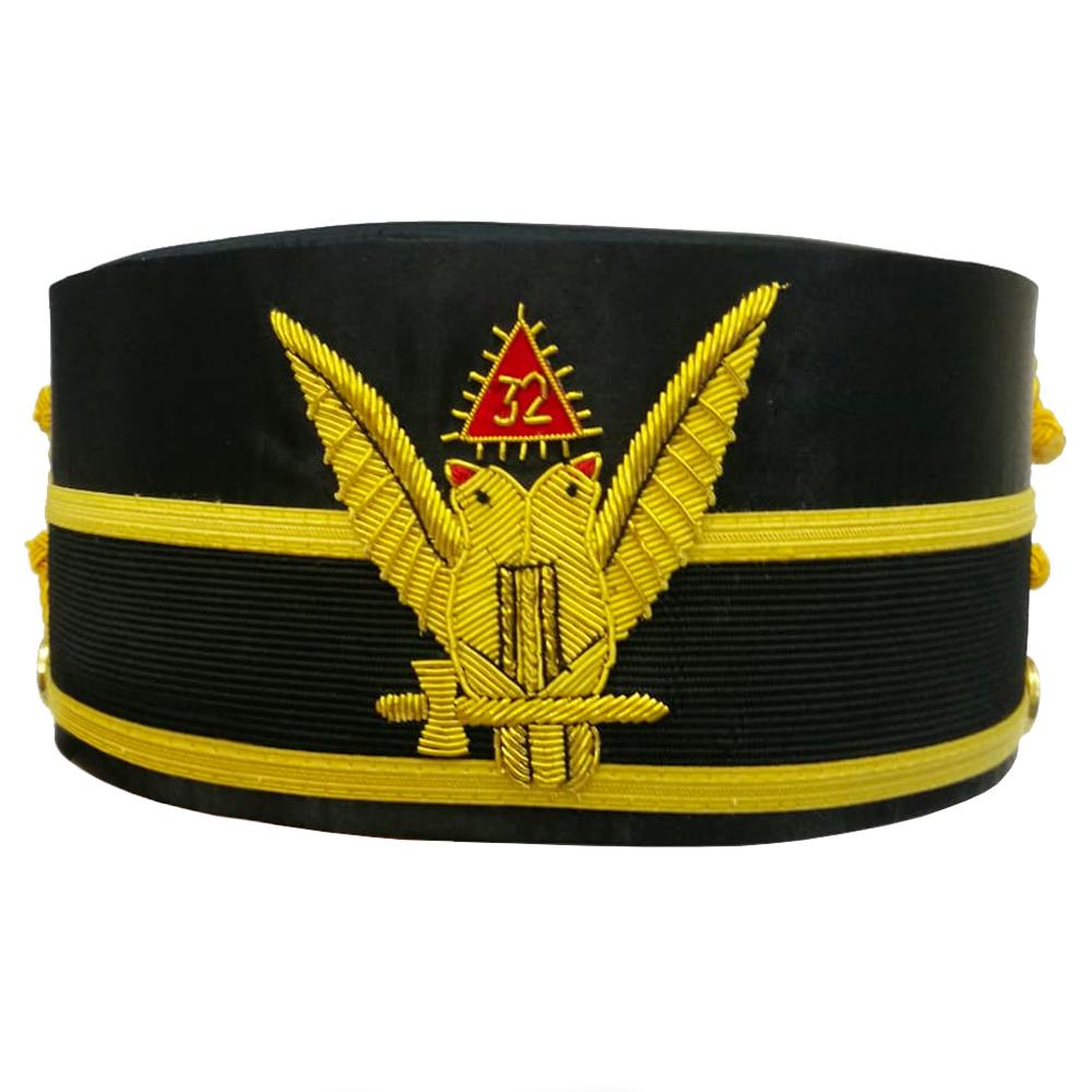 Riaz Impex Masonic Caps & Hats 32nd Degree Scottish Rite Crown Cap – Wings UP Double-Head Eagle
