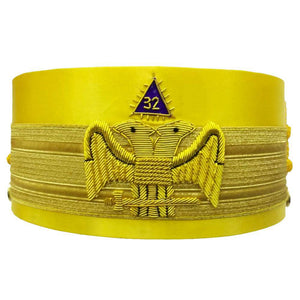 Riaz Impex Masonic Caps & Hats 32nd Degree Scottish Rite Crown Cap – Yellow Bullion Hand Embroidery