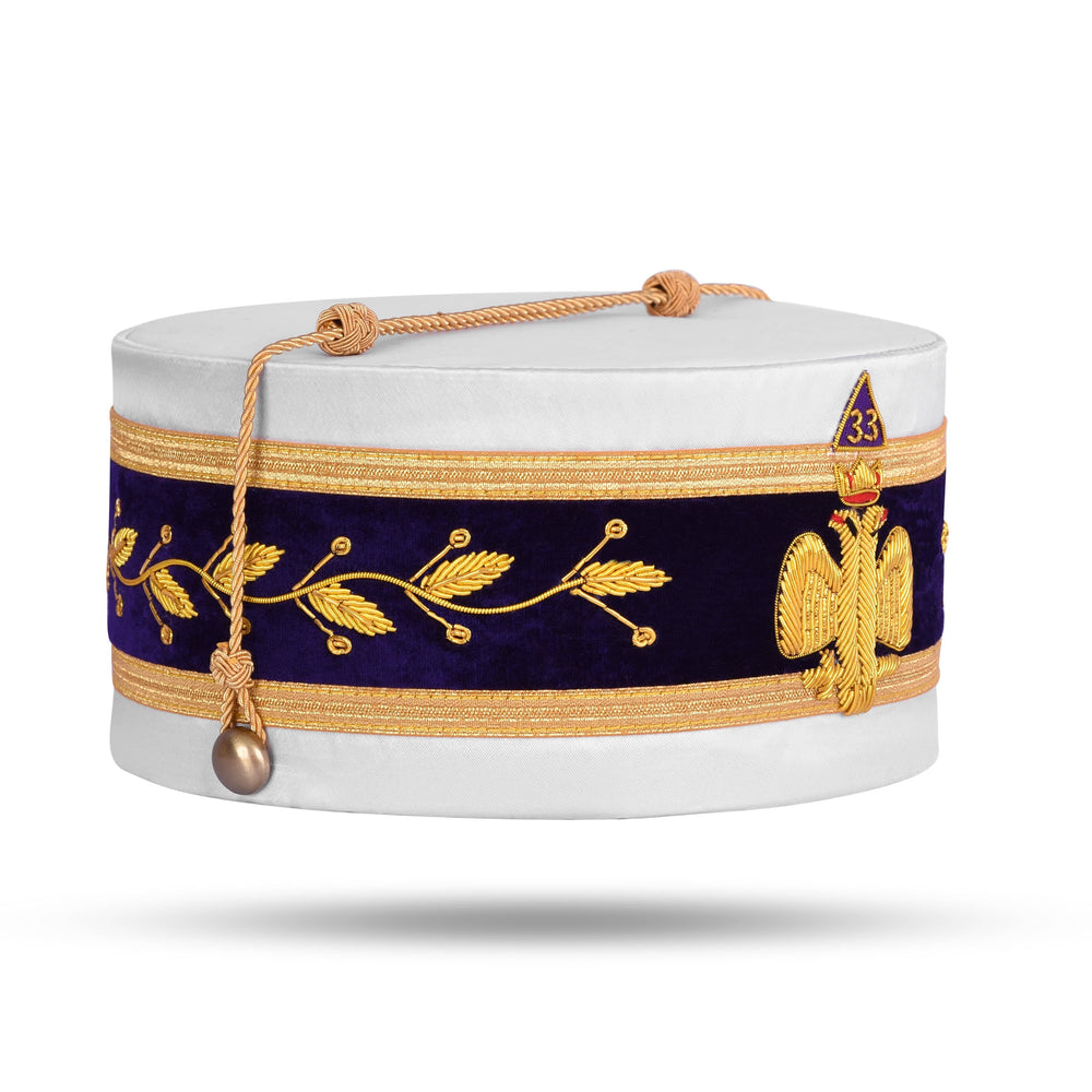 Riaz Impex Masonic Caps & Hats 33rd Degree Scottish Rite Crown Cap – Wings Down Hand Embroidery With Gold Bullion