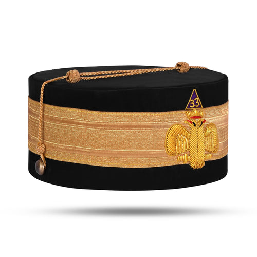 Riaz Impex Masonic Caps & Hats 33rd Degree Scottish Rite Crown Cap – Wings Down With Gold Bullion Emblem