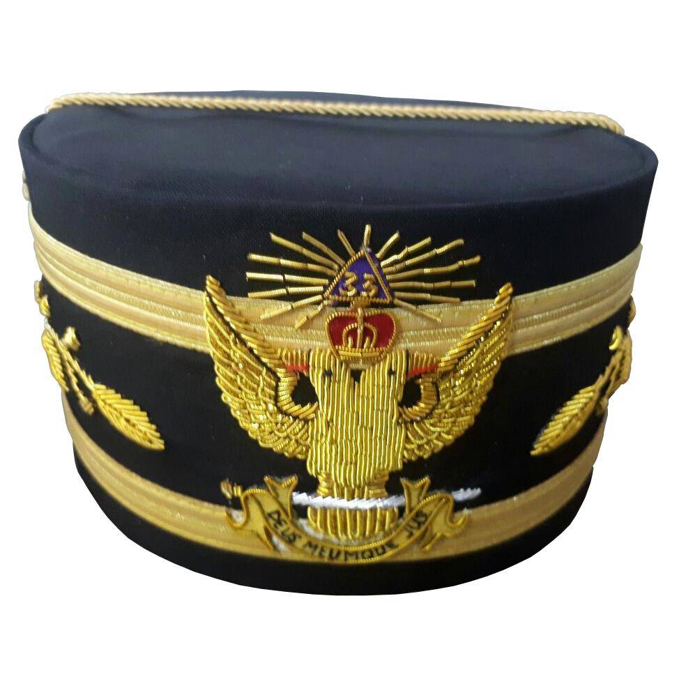 Riaz Impex Masonic Caps & Hats 33rd Degree Scottish Rite Crown Cap – Wings Up Black