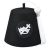 Knights Templar Fez Hat – Black Wool (Rhinestones option)