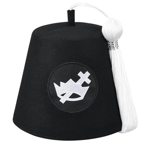 Riaz Impex Masonic Caps & Hats 6-5/8 (20-7/8") / No Rhinestones Knights Templar Fez Hat – Black Wool (Rhinestones option)