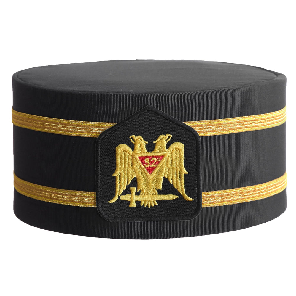 Riaz Impex Masonic Caps & Hats 6-5/8 32nd Degree Scottish Rite Crown Cap – Black Rayon With Double Braid