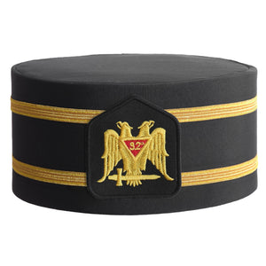 Riaz Impex Masonic Caps & Hats 6-5/8 32nd Degree Scottish Rite Crown Cap – Black Rayon With Double Braid