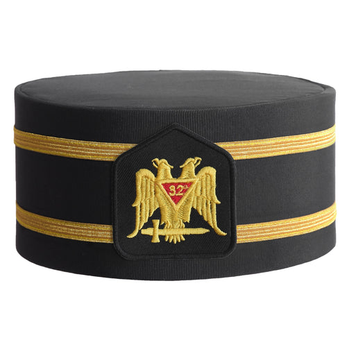 Riaz Impex Masonic Caps & Hats 6-5/8 32nd Degree Scottish Rite Crown Cap – Black Rayon With Double Braid
