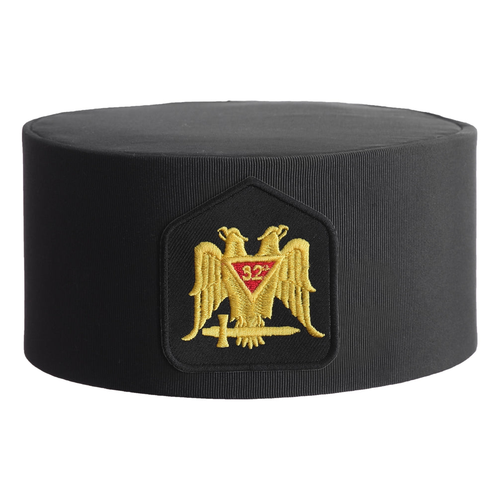 Riaz Impex Masonic Caps & Hats 6-5/8 32nd Degree Scottish Rite Crown Cap – Black Rayon With Gold Double Eagle