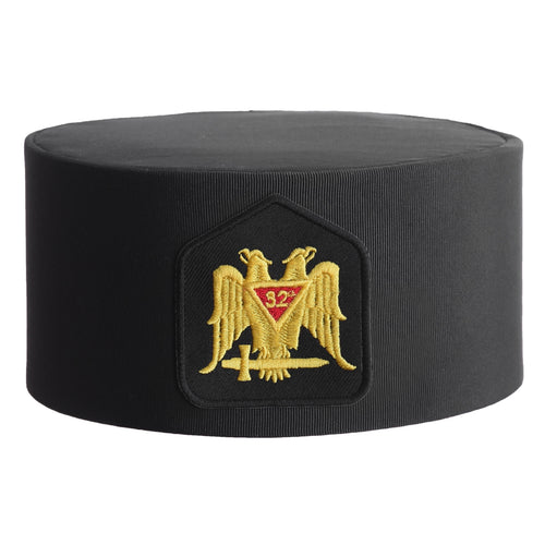 Riaz Impex Masonic Caps & Hats 6-5/8 32nd Degree Scottish Rite Crown Cap – Black Rayon With Gold Double Eagle