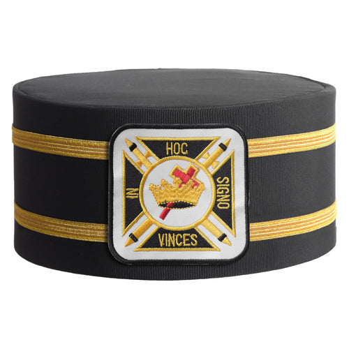 Riaz Impex Masonic Caps & Hats 6-5/8 Knights Templar Crown Cap – Black With Two Gold Braids