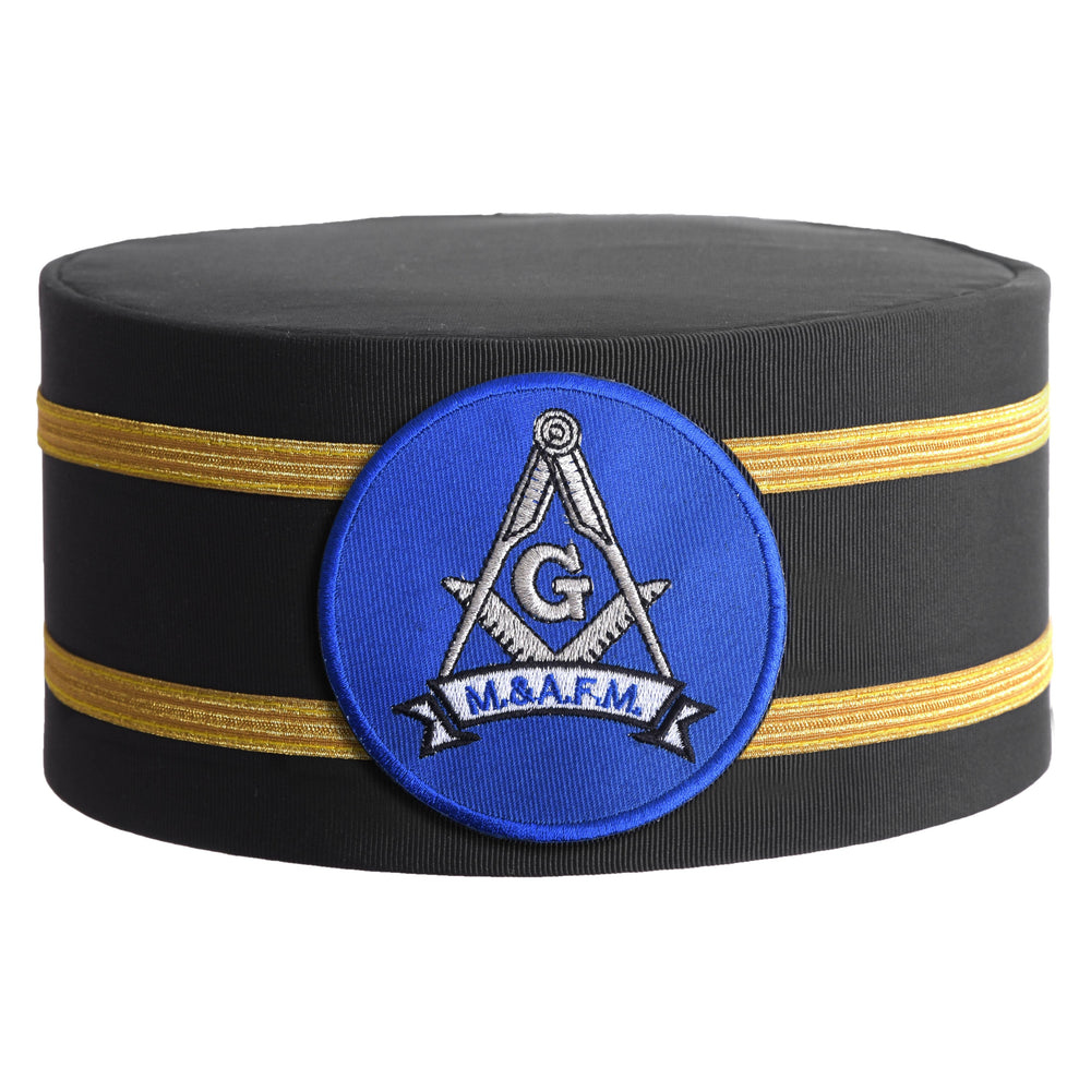 Riaz Impex Masonic Caps & Hats 6-5/8 Master Mason Blue Lodge Crown Cap – Blue Patch With Double Braid
