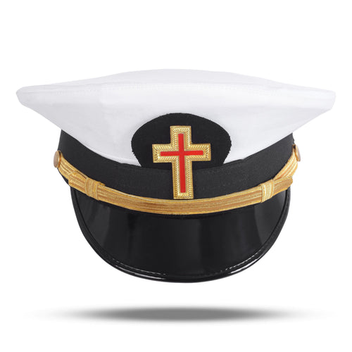 Riaz Impex Masonic Caps & Hats 6-5/8 Past Commander Knights Templar Fatigue Cap – Red Cross With Gold Chin Strap