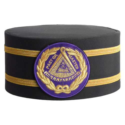 Riaz Impex Masonic Caps & Hats 6-5/8 Past Grand Master Blue Lodge Crown Cap – Purple Patch With Double Braid