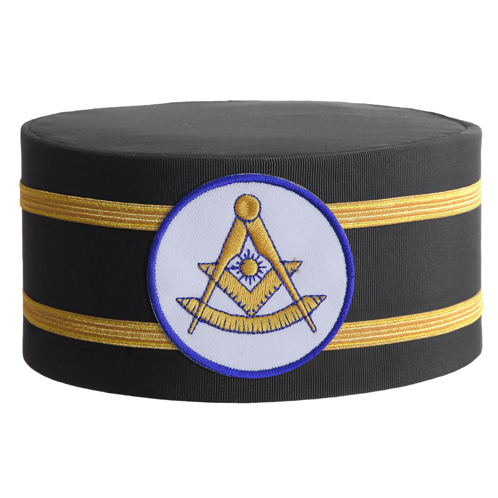 Riaz Impex Masonic Caps & Hats 6-5/8 Past Master Blue Lodge Crown Cap – White Patch With Double Braid