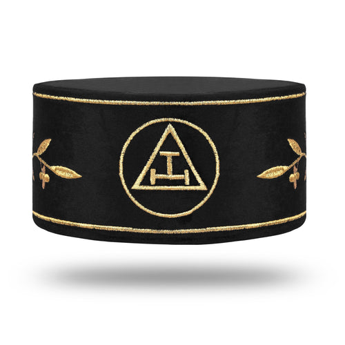 Riaz Impex Masonic Caps & Hats 6-5/8 Royal Arch Chapter Crown Cap – Black & Gold Embroidery
