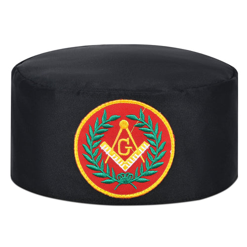 Riaz Impex Masonic Caps & Hats 6-5/8 / Soft Master Mason Blue Lodge Crown Cap – Black With Red Emblem & Wreath