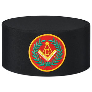 Riaz Impex Masonic Caps & Hats 6-5/8 / Stiff Master Mason Blue Lodge Crown Cap – Black With Red Emblem & Wreath