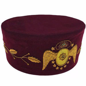 Riaz Impex Masonic Caps & Hats 95th Degree Memphis Misraim Crown Cap – Maroon Velvet Hand Embroidery