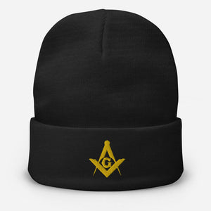 Riaz Impex Masonic Caps & Hats Black Master Mason Embroidered Beanie – Golden Emblem
